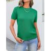 image:imageANRABESS Womens Short Sleeve Sweaters Wool Blend Crew Neck Sweater Shirts Business Casual Work Tops 2026 Summer OutfitsGreen