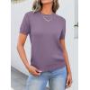 image:imageANRABESS Womens Short Sleeve Sweaters Wool Blend Crew Neck Sweater Shirts Business Casual Work Tops 2026 Summer OutfitsGrey Purple