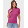 image:imageANRABESS Womens Short Sleeve Sweaters Wool Blend Crew Neck Sweater Shirts Business Casual Work Tops 2026 Summer OutfitsHot Pink