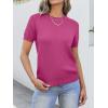 image:imageANRABESS Womens Short Sleeve Sweaters Wool Blend Crew Neck Sweater Shirts Business Casual Work Tops 2026 Summer OutfitsHot Pink