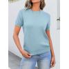 image:imageANRABESS Womens Short Sleeve Sweaters Wool Blend Crew Neck Sweater Shirts Business Casual Work Tops 2026 Summer OutfitsLight Blue