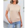 image:imageANRABESS Womens Short Sleeve Sweaters Wool Blend Crew Neck Sweater Shirts Business Casual Work Tops 2026 Summer OutfitsParchment Beige