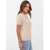image:imageANRABESS Womens Short Sleeve Sweaters Wool Blend Crew Neck Sweater Shirts Business Casual Work Tops 2026 Summer OutfitsParchment Beige
