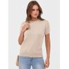 image:imageANRABESS Womens Short Sleeve Sweaters Wool Blend Crew Neck Sweater Shirts Business Casual Work Tops 2026 Summer OutfitsParchment Beige