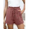 image:imageANRABESS Womens Shorts Casual Summer High Waisted Elastic Drawstring Comfy Lounge Wide Leg Short Pants Beach Vacation ClothesDusty Rose