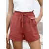 image:imageANRABESS Womens Shorts Casual Summer High Waisted Elastic Drawstring Comfy Lounge Wide Leg Short Pants Beach Vacation ClothesOrange Red