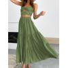 image:imageANRABESS Womens Summer Boho Flowy Swing Tiered ALine Maxi Skirt 2026 Fashion Trendy Elastic Waist Pleated Long Beach DressArmygreen