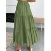 image:imageANRABESS Womens Summer Boho Flowy Swing Tiered ALine Maxi Skirt 2026 Fashion Trendy Elastic Waist Pleated Long Beach DressArmygreen