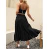 image:imageANRABESS Womens Summer Boho Flowy Swing Tiered ALine Maxi Skirt 2026 Fashion Trendy Elastic Waist Pleated Long Beach DressBlack