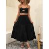 image:imageANRABESS Womens Summer Boho Flowy Swing Tiered ALine Maxi Skirt 2026 Fashion Trendy Elastic Waist Pleated Long Beach DressBlack
