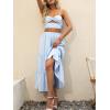 image:imageANRABESS Womens Summer Boho Flowy Swing Tiered ALine Maxi Skirt 2026 Fashion Trendy Elastic Waist Pleated Long Beach DressBlue