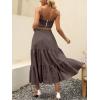 image:imageANRABESS Womens Summer Boho Flowy Swing Tiered ALine Maxi Skirt 2026 Fashion Trendy Elastic Waist Pleated Long Beach DressCoffee