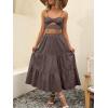 image:imageANRABESS Womens Summer Boho Flowy Swing Tiered ALine Maxi Skirt 2026 Fashion Trendy Elastic Waist Pleated Long Beach DressCoffee