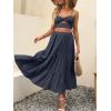image:imageANRABESS Womens Summer Boho Flowy Swing Tiered ALine Maxi Skirt 2026 Fashion Trendy Elastic Waist Pleated Long Beach DressDark Navy Blue