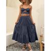 image:imageANRABESS Womens Summer Boho Flowy Swing Tiered ALine Maxi Skirt 2026 Fashion Trendy Elastic Waist Pleated Long Beach DressDark Navy Blue
