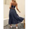 image:imageANRABESS Womens Summer Boho Flowy Swing Tiered ALine Maxi Skirt 2026 Fashion Trendy Elastic Waist Pleated Long Beach DressDark Navy Blue