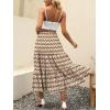 image:imageANRABESS Womens Summer Boho Flowy Swing Tiered ALine Maxi Skirt 2026 Fashion Trendy Elastic Waist Pleated Long Beach DressFloral Beige Brown