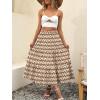image:imageANRABESS Womens Summer Boho Flowy Swing Tiered ALine Maxi Skirt 2026 Fashion Trendy Elastic Waist Pleated Long Beach DressFloral Beige Brown