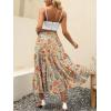 image:imageANRABESS Womens Summer Boho Flowy Swing Tiered ALine Maxi Skirt 2026 Fashion Trendy Elastic Waist Pleated Long Beach DressFloral Orange Red
