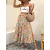 image:imageANRABESS Womens Summer Boho Flowy Swing Tiered ALine Maxi Skirt 2026 Fashion Trendy Elastic Waist Pleated Long Beach DressFloral Orange Red