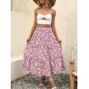 image:imageANRABESS Womens Summer Boho Flowy Swing Tiered ALine Maxi Skirt 2026 Fashion Trendy Elastic Waist Pleated Long Beach DressFloral Pink
