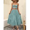 image:imageANRABESS Womens Summer Boho Flowy Swing Tiered ALine Maxi Skirt 2026 Fashion Trendy Elastic Waist Pleated Long Beach DressLake