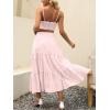 image:imageANRABESS Womens Summer Boho Flowy Swing Tiered ALine Maxi Skirt 2026 Fashion Trendy Elastic Waist Pleated Long Beach DressLight Pink