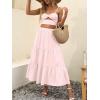 image:imageANRABESS Womens Summer Boho Flowy Swing Tiered ALine Maxi Skirt 2026 Fashion Trendy Elastic Waist Pleated Long Beach DressLight Pink
