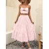 image:imageANRABESS Womens Summer Boho Flowy Swing Tiered ALine Maxi Skirt 2026 Fashion Trendy Elastic Waist Pleated Long Beach DressLight Pink
