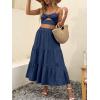 image:imageANRABESS Womens Summer Boho Flowy Swing Tiered ALine Maxi Skirt 2026 Fashion Trendy Elastic Waist Pleated Long Beach DressNavy Blue