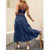 image:imageANRABESS Womens Summer Boho Flowy Swing Tiered ALine Maxi Skirt 2026 Fashion Trendy Elastic Waist Pleated Long Beach DressNavy Blue