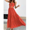 image:imageANRABESS Womens Summer Boho Flowy Swing Tiered ALine Maxi Skirt 2026 Fashion Trendy Elastic Waist Pleated Long Beach DressOrange