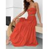 image:imageANRABESS Womens Summer Boho Flowy Swing Tiered ALine Maxi Skirt 2026 Fashion Trendy Elastic Waist Pleated Long Beach DressOrange