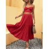 image:imageANRABESS Womens Summer Boho Flowy Swing Tiered ALine Maxi Skirt 2026 Fashion Trendy Elastic Waist Pleated Long Beach DressRed