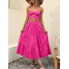 image:imageANRABESS Womens Summer Boho Flowy Swing Tiered ALine Maxi Skirt 2026 Fashion Trendy Elastic Waist Pleated Long Beach DressRose