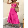 image:imageANRABESS Womens Summer Boho Flowy Swing Tiered ALine Maxi Skirt 2026 Fashion Trendy Elastic Waist Pleated Long Beach DressRose