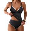 image:imageANRABESS Womens Tankini SetTummy Control Two Piece SwimsuitPerfect for Beach VacationVersatile Summer Bathing Suit 2026Black