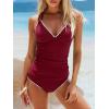 image:imageANRABESS Womens Tankini SetTummy Control Two Piece SwimsuitPerfect for Beach VacationVersatile Summer Bathing Suit 2026Deep Red