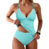 image:imageANRABESS Womens Tankini SetTummy Control Two Piece SwimsuitPerfect for Beach VacationVersatile Summer Bathing Suit 2026Mint Green