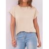 image:imageANRABESS Womens Tops Summer Cap Sleeve Basic Tee Shirts 2026 Trendy Loose Fit Casual Dressy Business Work Tshirts ClothesBeige