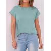 image:imageANRABESS Womens Tops Summer Cap Sleeve Basic Tee Shirts 2026 Trendy Loose Fit Casual Dressy Business Work Tshirts ClothesCadet Blue