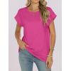 image:imageANRABESS Womens Tops Summer Cap Sleeve Basic Tee Shirts 2026 Trendy Loose Fit Casual Dressy Business Work Tshirts ClothesHot Pink