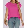 image:imageANRABESS Womens Tops Summer Cap Sleeve Basic Tee Shirts 2026 Trendy Loose Fit Casual Dressy Business Work Tshirts ClothesHot Pink