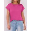 image:imageANRABESS Womens Tops Summer Cap Sleeve Basic Tee Shirts 2026 Trendy Loose Fit Casual Dressy Business Work Tshirts ClothesHot Pink