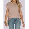 image:imageANRABESS Womens Tops Summer Cap Sleeve Basic Tee Shirts 2026 Trendy Loose Fit Casual Dressy Business Work Tshirts ClothesKhaki
