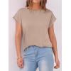 image:imageANRABESS Womens Tops Summer Cap Sleeve Basic Tee Shirts 2026 Trendy Loose Fit Casual Dressy Business Work Tshirts ClothesKhaki