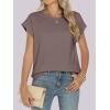 image:imageANRABESS Womens Tops Summer Cap Sleeve Basic Tee Shirts 2026 Trendy Loose Fit Casual Dressy Business Work Tshirts ClothesLight Brown