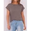 image:imageANRABESS Womens Tops Summer Cap Sleeve Basic Tee Shirts 2026 Trendy Loose Fit Casual Dressy Business Work Tshirts ClothesLight Brown