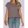 image:imageANRABESS Womens Tops Summer Cap Sleeve Basic Tee Shirts 2026 Trendy Loose Fit Casual Dressy Business Work Tshirts ClothesLight Brown