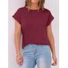 image:imageANRABESS Womens Tops Summer Cap Sleeve Basic Tee Shirts 2026 Trendy Loose Fit Casual Dressy Business Work Tshirts ClothesWine Red